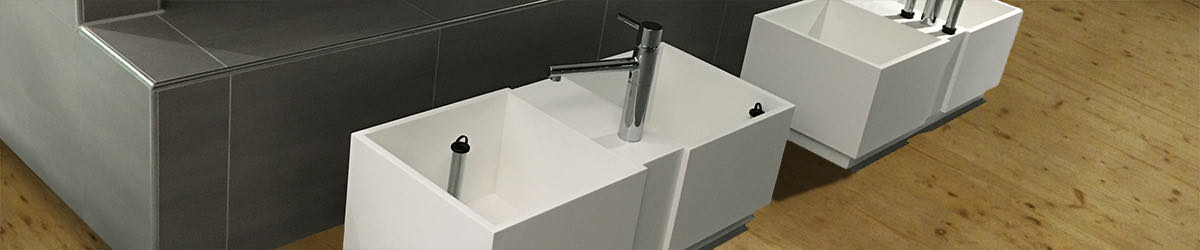 Fußbecken aus Corian für die Abkülung nach dem Saunaaufguss und dem Dampfbad