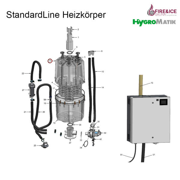 Steam cylinder 380-415 v for slh15 cy17 complete...
