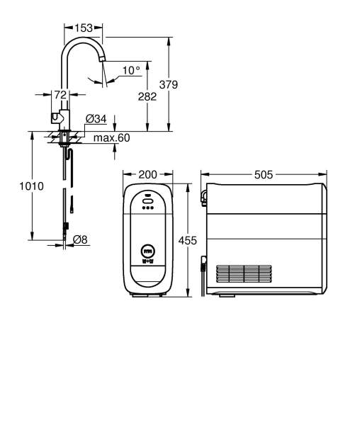 GROHE Blue Home Mono C-Auslauf Chrom Oberfläche