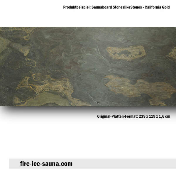 Sauna Board Thin Slate, Aspen Schälfu Rnier Plate with Coloured Slate Stone Veneer, California Gold